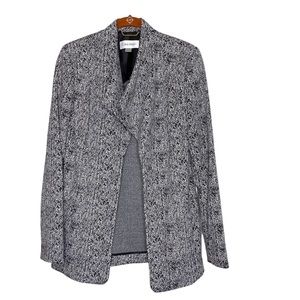 Calvin Klein Black and White Herringbone Cowl Neck Blazer
